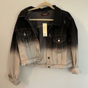 black and white jean jacket